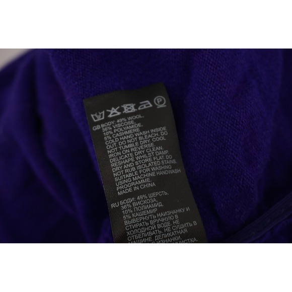 Reiss Dress Womens Medium Purple Charley Crew Knit Ruched Wool Long Sleeve Midi - Picture 6 of 6